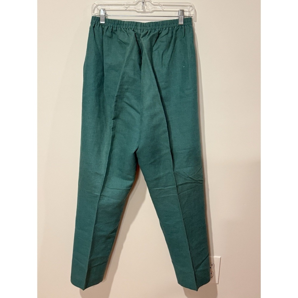 Vintage 80s 90s Lands End‎ Women's 10 Linen Blend High Rise Pants Pull On Green - Picture 8 of 12